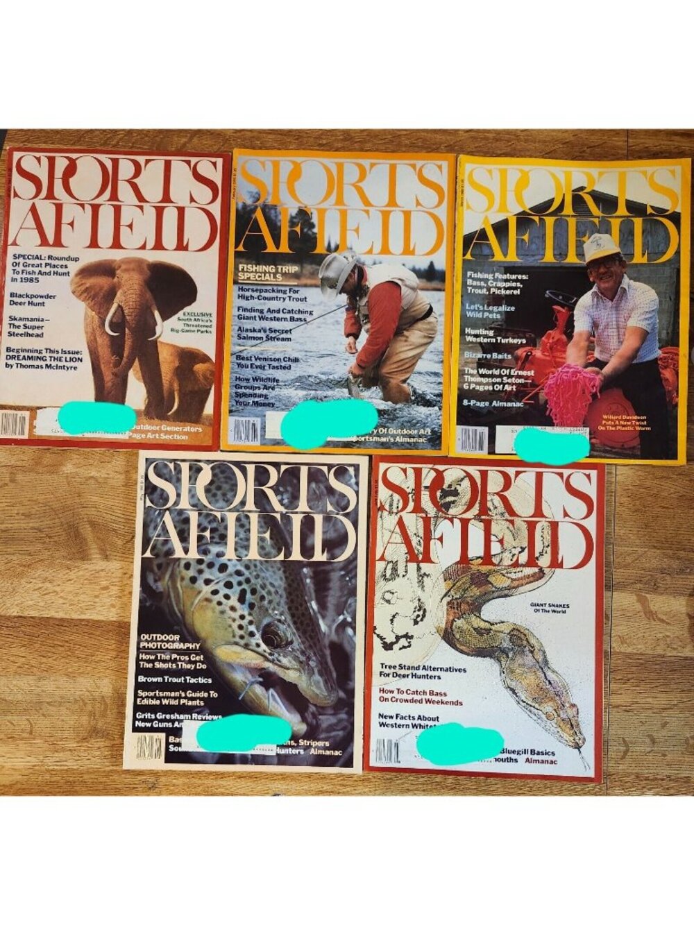 Lot of 5 -1985 Sports Afield Magazines Vintage Hunting Fishing Hobby